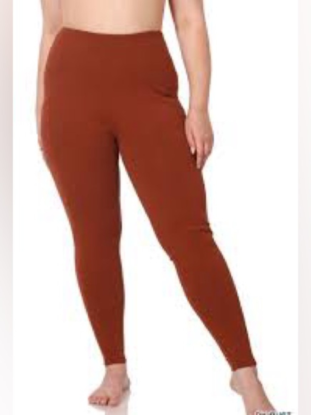 Zenana High Rise Cotton Blend Full Length Leggings in Dark Rust